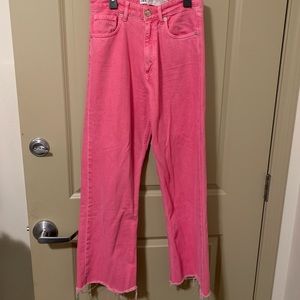pink Zara wide leg jeans